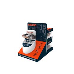 NEBO Transcend 1500 lm Storm Gray LED Rechargeable Flashlight/Headlight Combo Pack 18650 Battery