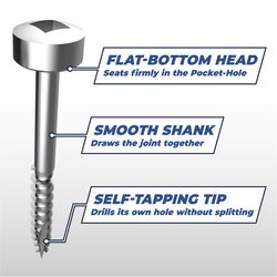 Kreg No. 7 X 1 in. L Square Zinc-Plated Pocket-Hole Screw 100 pk