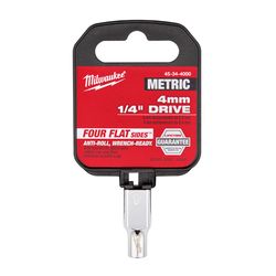 Milwaukee 4 mm X 1/4 in. drive Metric 6 Point Standard Socket 1 pc