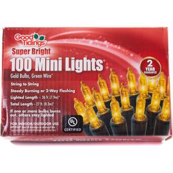 Good Tidings Incandescent Mini Gold 100 ct String Christmas Lights 26 ft.
