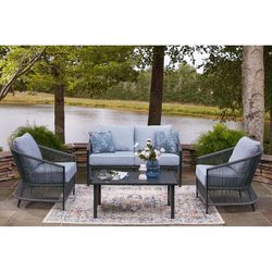 Signature Design by Ashley Bodega Island 4 pc Gray Aluminum Contemporary Patio Set