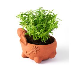 Matr Boomie 3.5 in. H X 5 in. W X 7 in. D Clay Rabbit Planter Terracotta
