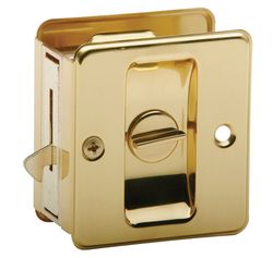 Schlage 1.75 in. D Bright Brass Gold Solid Brass Pocket Door Privacy Lock 1 pc
