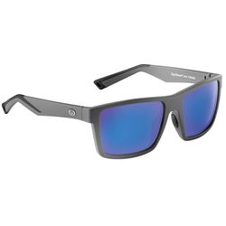 Flying Fisherman Swirl Sunglasses Unisex Matte Gray Frame Smoke Blue Mirror Lens Polarized