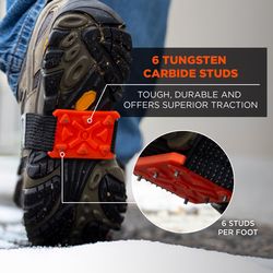 Ergodyne Trex Unisex Rubber/Tungsten Carbide Ice Cleats Orange One Size Fits Most 1 pair