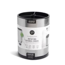 Core Kitchen Black Stainless Steel Rotating Utensil Crock