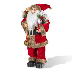 Glitzhome Faux Fur Santa Figurine 24 H in.