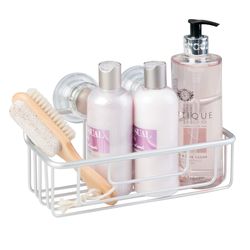 iDesign Metro Silver Aluminum Suction Basket