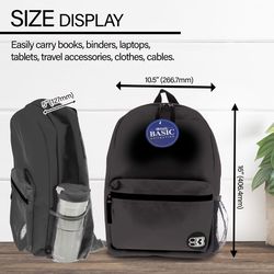 Bazic Products Basic Collection Black Backpack 16 in. H X 5 in. W