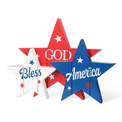 Glitzhome Patriotic/Americana Stars Table Decor MDF 1 pc