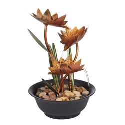 Alpine Plastic Copper Lotus Tiered Table Top Fountain