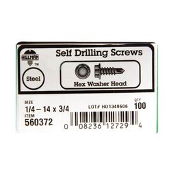 HILLMAN 1/4 in. Ga. X 3/4 in. L Hex Hex Washer Head Sheet Metal Screws 100 pk
