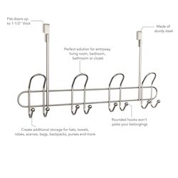 Spectrum 20.75 in. L Silver Steel Over the Door Hook 1 pk