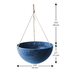 Algreen Acerra 21.7 in. H X 13.8 in. D Plastic Basket Hanging Bowl Planter Blue Marble