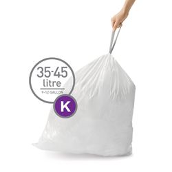 Simplehuman Custom Fit Code K 12 gal Trash Can Liners Drawstring 60 pk