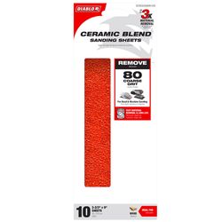 Diablo 9 in. L X 3-2/3 in. W 80 Grit Aluminum Oxide Sanding Sheet 10 pk