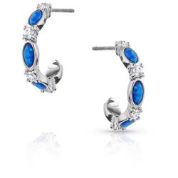 Montana Silversmiths Women's Moonlit Night Opal Hoop Blue/Silver Earrings