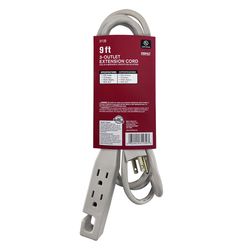Ace Indoor 9 ft. L Beige Triple Outlet Cord 16/3 SJT