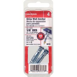Hillman 1/8 in. D X 1/8 X-Short in. L Metal Round Head Drive Wall Anchors 2 pk