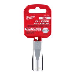 Milwaukee 1/2 in. S X 1/4 in. drive S SAE 6 Point Deep Socket 1 pc