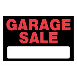 HILLMAN English Black Garage Sale Sign 8 in. H X 12 in. W
