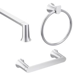 Moen Genta Chrome Silver Zinc Towel Bar Set