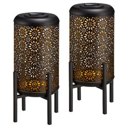 Glitzhome Black LED Solar Lantern