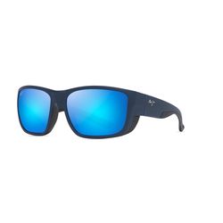 Maui Jim Amberjack Sunglasses Unisex Matte Dark Navy w/Black Rubber Frame Blue Hawaii Lens Polarized