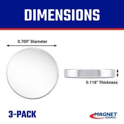 Magnet Source .118 in. L X .709 in. W Silver Super Disc Magnets 6.5 lb. pull 3 pc