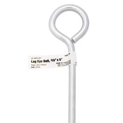 Hampton 3/8 in. X 8 in. L Zinc-Plated Steel Lag Thread Eyebolt