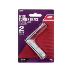 Ace 2-1/2 in. H X 3.75 in. W X 2-1/2 in. D Zinc Inside Wide Corner Brace
