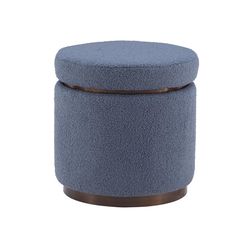 Linon Home Decor Stella Blue Grey Fabric Modern Ottoman 1 pk