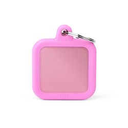 MyFamily Hushtag Pink Square Aluminum Dog Pet Tags Medium
