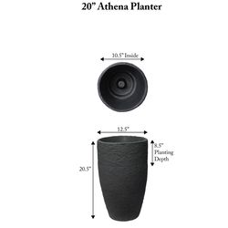 Algreen Athena 21 in. H X 12.5 in. D Polyethylene Double wall Planter Black