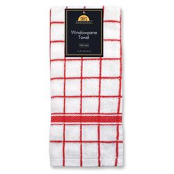 Kane Home Red/White Cotton Two Toned Windowpane Kitchen Towel 1 pk