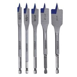 IRWIN Speedbor Carbon Steel Spade Bit Set Hex Shank 5 pc