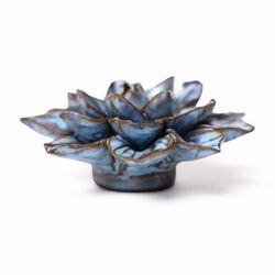 Chive Japan 1.4 in. H X 3.7 in. L Glazed Blue Ceramic Aster Wall Flower