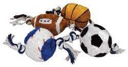 Boss Pet Digger's For Dog Multicolored Plush/Rubber Rope Sports Ball Dog Toy Large 1 pk
