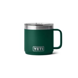 YETI Rambler 14 oz Black Forest Green BPA Free Ceramic Lined Stackable Mug with MagSlider Lid