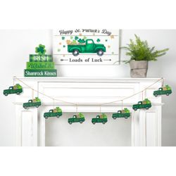 Glitzhome St. Patrick's Trucks Garland Metal 1 pc