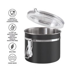 OGGI 26 oz Black Clamp Canister 1 pk
