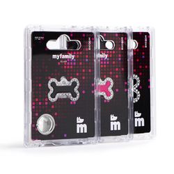 MyFamily Glam Pink/Silver Bone Metal Dog Pet Tags Large