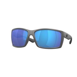 Costa Reefton Sunglasses Men's Matte Gray Frame Blue Mirror 580G Lens Polarized