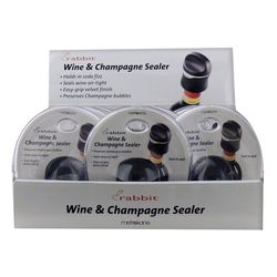 Rabbit Black Rubber/Stainless Steel Wine and Champagne Sealer