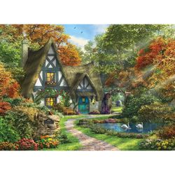 Eurographics White Swan Cottage Jigsaw Puzzle Multicolored 300 pc