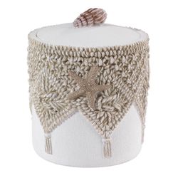Avanti Linens Macrame Shells Ivory/White Plastic Covered Jar