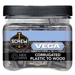 Screw Products Vega No. 9 Ga. X 1-3/16 in. L Hex Drive Hex Washer Head Coarse Washer Roofing Screws