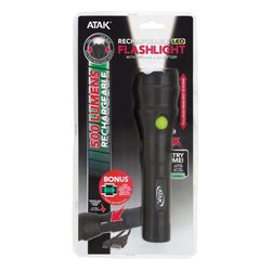 ATAK 500 lm Black LED Rechargeable Rechargeable Flashlight 18650 Battery