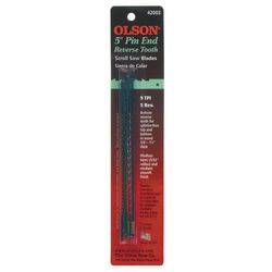 Olson 5 in. Carbon Steel Scroll Saw Blade 9/5 TPI 6 pk