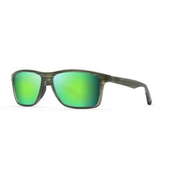 Maui Jim Onshore Sunglasses Men's Olive Stripe Fade Frame Maui Green Lens Polarized